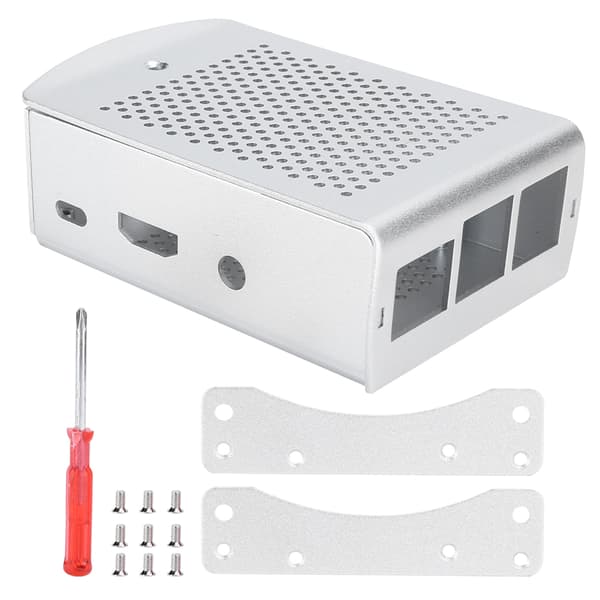 Aluminiumlegeringsfodral Kompatibel med Raspberry Pi 3 b 2B Moderkort Kylning Skyddslåda Silver