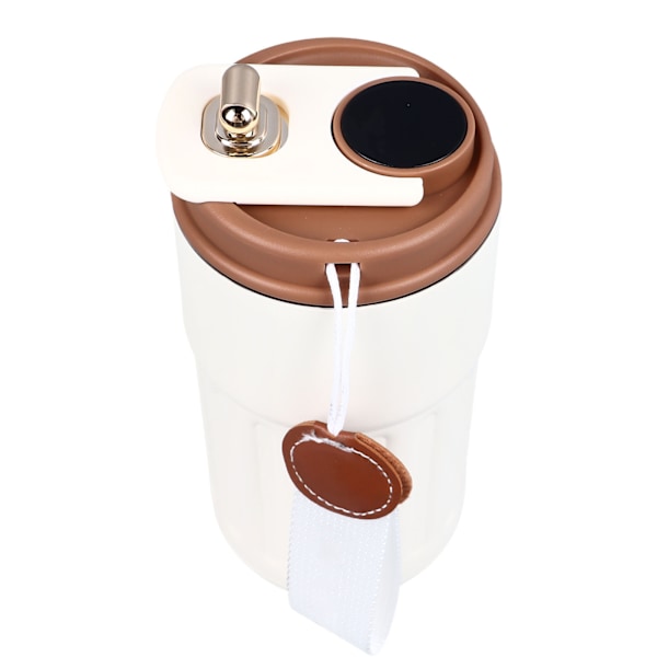 Isolerad smart vattenflaska Minimalistisk Bärbar Intelligent Temperaturdisplay Kaffemugg för Studenter Beige Brun
