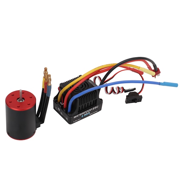 Harjaton Moottori 80A ESC-Sarja Vedenkestävä Sähköinen Nopeudenohjain 4mm Banaani-Pistokkeella 1/8 1/10 RC-Autolle 3650‑3100kV