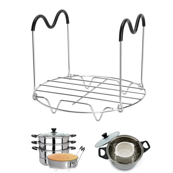 (Amazon Australia banned) 304 stainless steel double handle steaming rack multi-function drain rack (with food grade silicone)