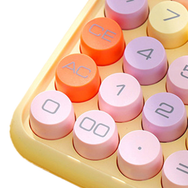 Fargerik minikalkulator Mekanisk tastaturkalkulator Elektronisk skrivebordsregnemaskin for hjemmekontor Gul