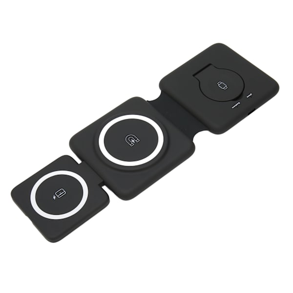 15W trådløs lader sammenleggbar 3 i 1 trådløs ladestasjon Rask trådløs ladepute for iPhone for Galaxy for iWatch SE Svart