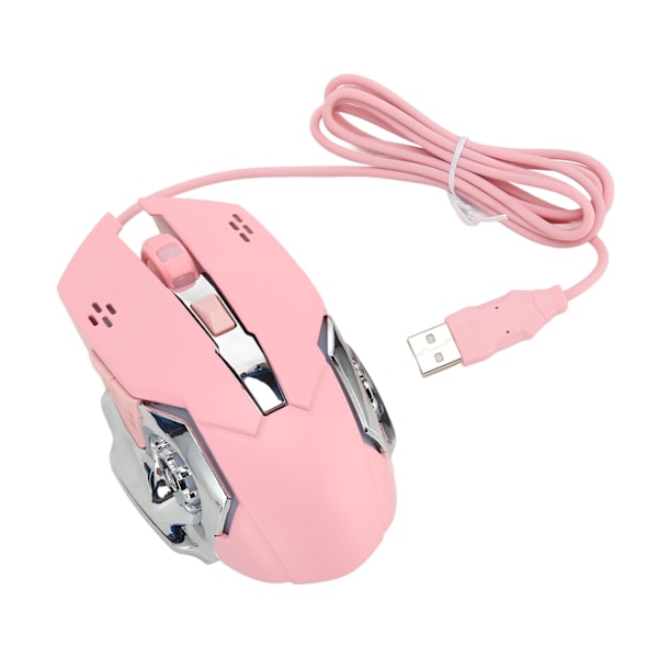 Trådbunden Spelmus USB Optisk Datormus med RGB-Bakgrundsbelysning 4 Justerbara DPI Upp till 3600 Bärbar Tyst Mus för Windows 7 8 10 XP Rosa