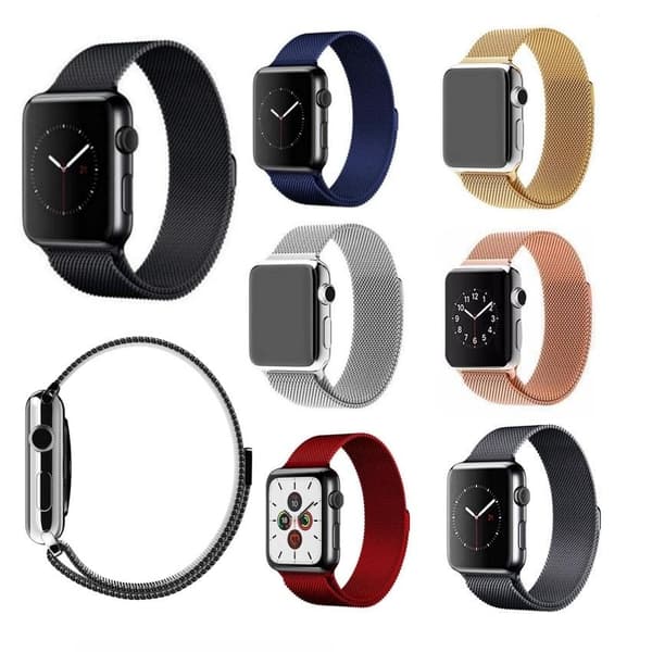 Milanese Loop Compatible with Apple Watch Series 11 42mm - Multiple Colors Svart black