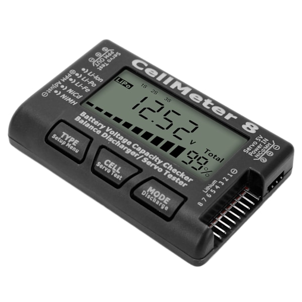 Digital Battery Capacity Checker Tester Detektor Battery Balance Discharger Servo Tester för LiPo Black