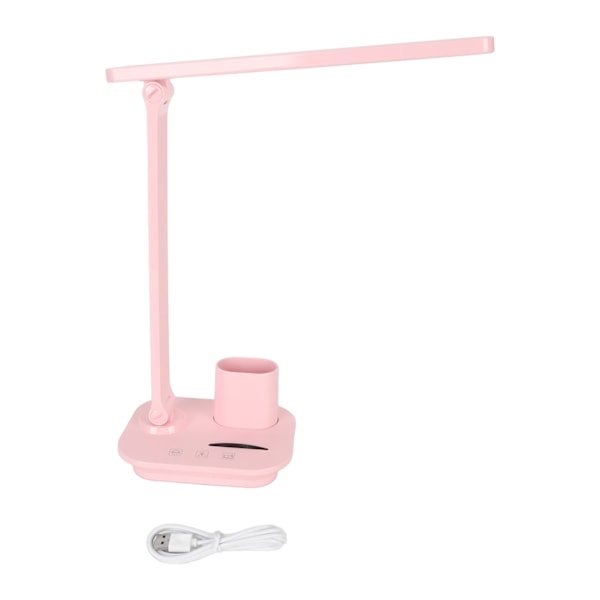 LED-skrivbordslampa 3 Färger Steglös Dämpning Touchkontroll Ögonskydd LED Läslampa med USB-utgång Rosa