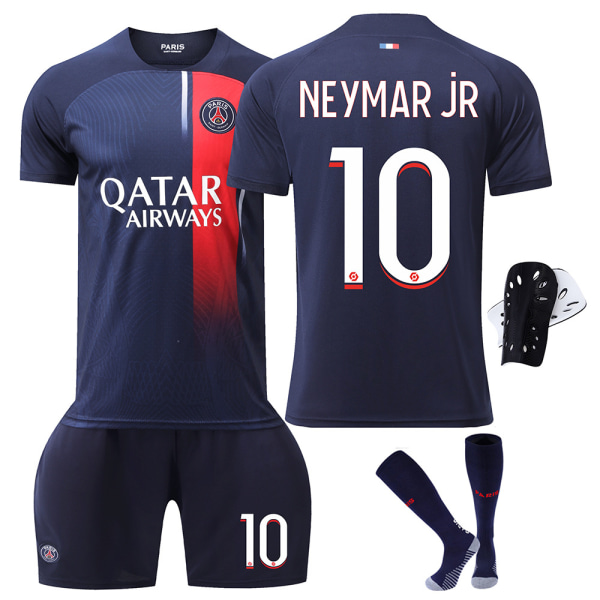 23-24 Paris hjemmefotballtrøye nr. 30 Messi 7 Mbappe 10 Neymar 99 Donnarumma ny skjorte + knebeskyttere. XS NO.10