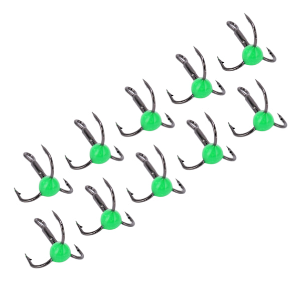 10 st/set Fiske Treble Hook Högkolstål Korrosionsbeständig Fiskebete Färg Borr HookGrön