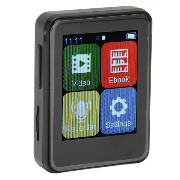 MP3-spiller Bluetooth 5.0 Intelligent HD Støyreduksjon FM-radio E-bok 1,8 tommers full berøringsskjerm MP3-spiller Svart 32 GB minnekort