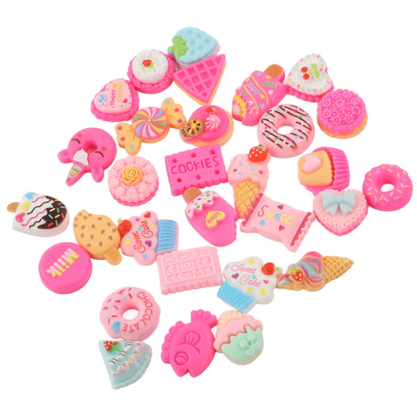 30 stk DIY Mat Charm Dessert Kake Is Brød Donut Cookies Godteri DIY Dekorasjonsmateriale