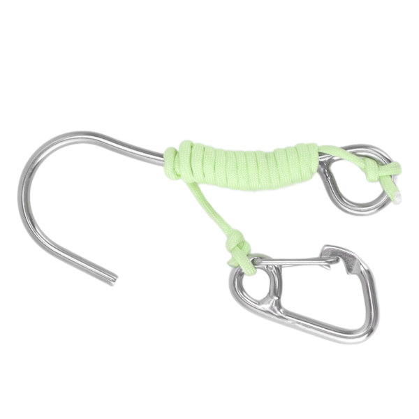 Dykke Enkeltkrok 316 Rustfritt Stål Anti-Tapt Revkrok med Lanyard Gløder i Mørket for Undervanns Dykking Grønn