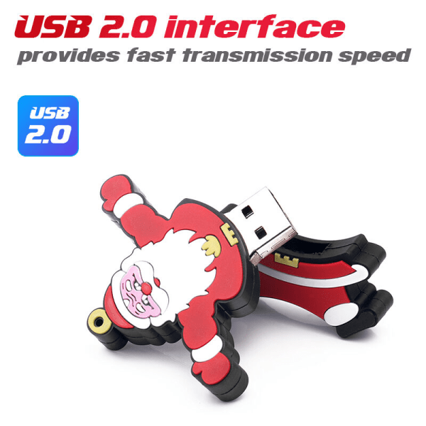 USB-nøkkel Juleserie USB2.0 mini-USB-nøkkel, kompakt, bærbar, anti-tap, høyhastighetsoverføring, julenissen 32 GB