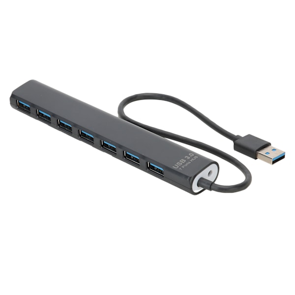 USB 3.0 Hub Svart 7-i-1 Höghastighetsöverföring Splitter Portabel Nätverksadapter 5GB