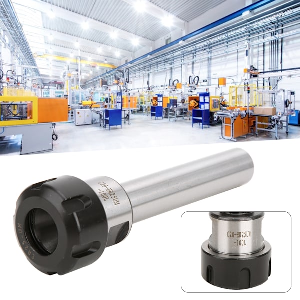 40CR 100L Jännityshylsä Chuck Jatkopalkki Tarkka suora varsi CNC Jännityshylsä Chuck Pidike C20-ER25UM-100L