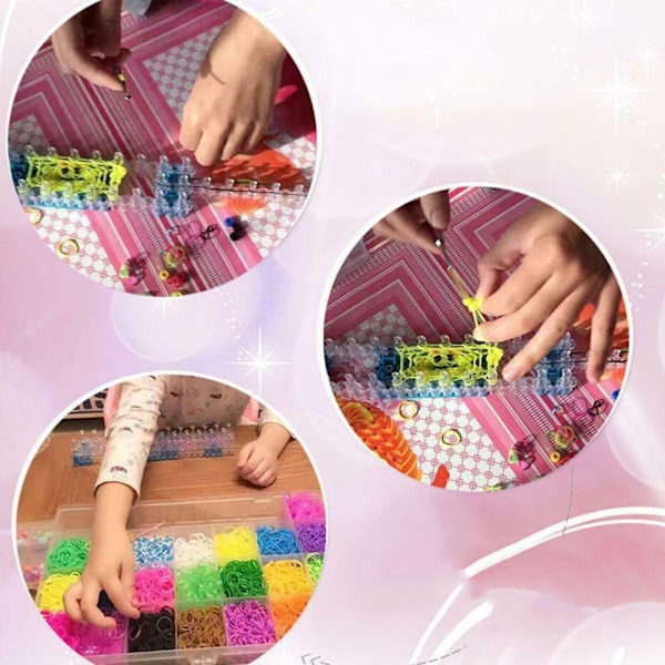Rainbow gummibandskit Gör-det-själv-armbandstillverkningssats Gör-det-själv-pysselverktyg för barn, barn och vuxna
