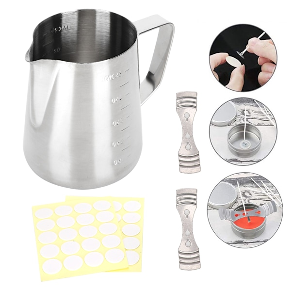 Ljustillbehör Kit White Dot Sticker Anti-korrosion Rostfritt stål Vax Smältkopp gör det själv-set