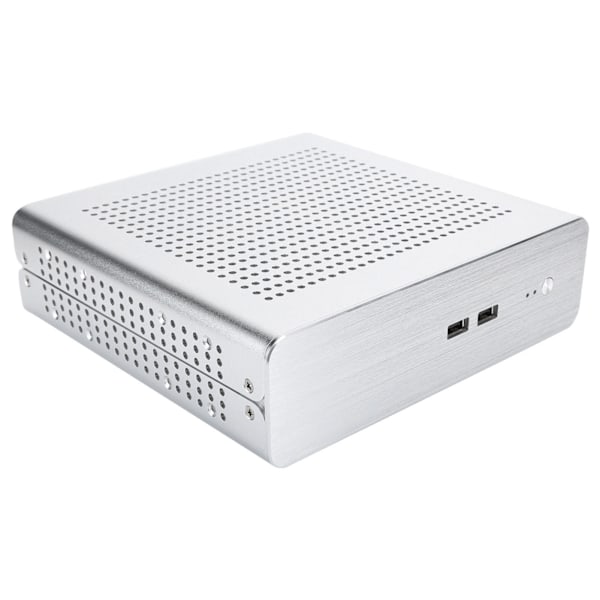 G60S HTPC-chassi helt aluminium DCATX Power Supply MiniITX-fodral för stationär dator (Silver USB2.0)