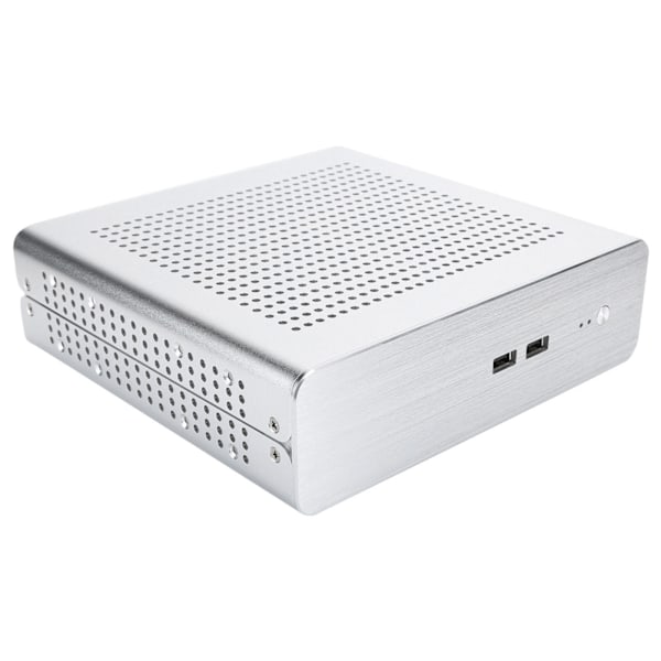 G60S HTPC-kabinet helt aluminium DCATX strømforsyning MiniITX-kabinet til stationær computer (Sølv USB2.0)