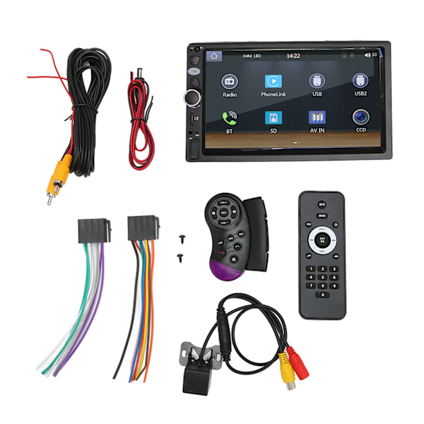 Bilstereo Bluetooth 5.1 7 tommer touchskærm Spejlforbindelse Ratkontrol Bakkamera MP5-afspiller