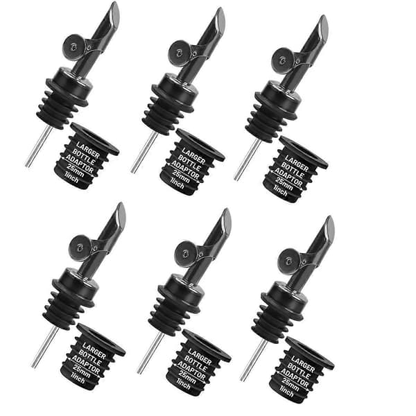 Pullon kaatonokka, hygieeninen nopea pullon kaadin adaptereilla suurille pullonkauloille, A Silver  Black