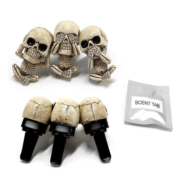 Presentset Skull Car Air Fresheners Vent Clips Diffusers, Skeleton Decor Car Aromatherapy Diffuser, Goth Skull Biltillbehör Interiör Skull Christmas G
