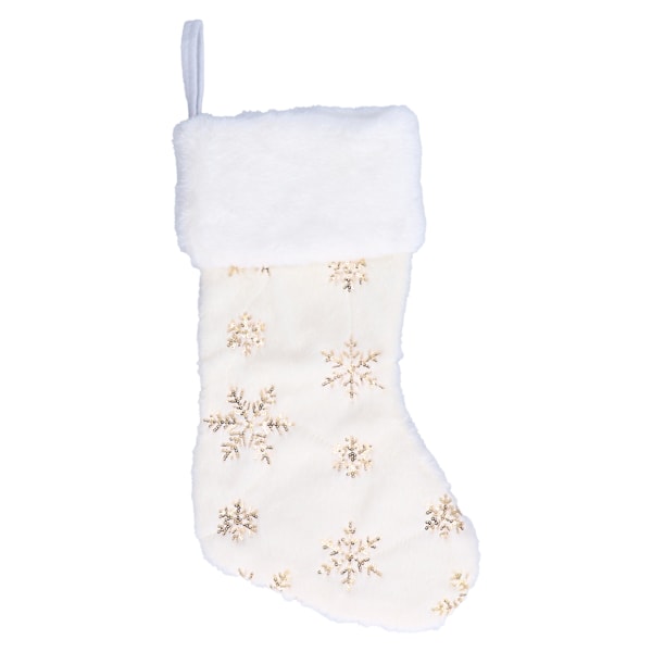 Polyester julstrumpa hängsmycke med broderi snöflinga mönster julgran dekoration prydnad guld