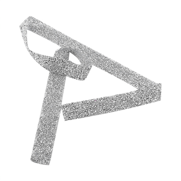 1 Yard 3 cm Bred Glitrende Ryglim Krystal Rhinestone Dekorativt Bånd Bælte Sølv