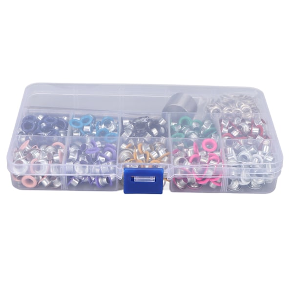 10 farger Grommet Tool Kit Jern Plast Material Robust struktur Fargerike plateringsøyler Sett for klesmodifisering 6 mm