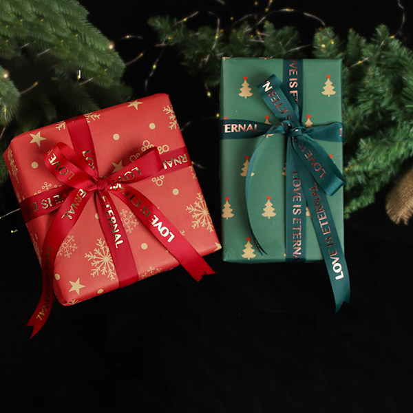 Christmas Kraft omslagspapper Christmas Elements Collection dubbelsidigt omslagspapper Julklappslåda dekoration