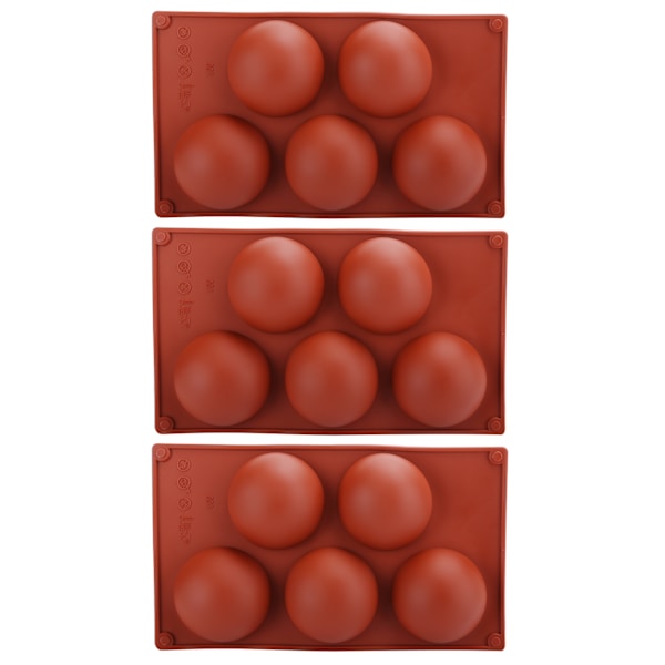 3 stk halvkugleformede silikoneforme bageform til DIY-fremstilling af varm chokolademousse kage 5 huller