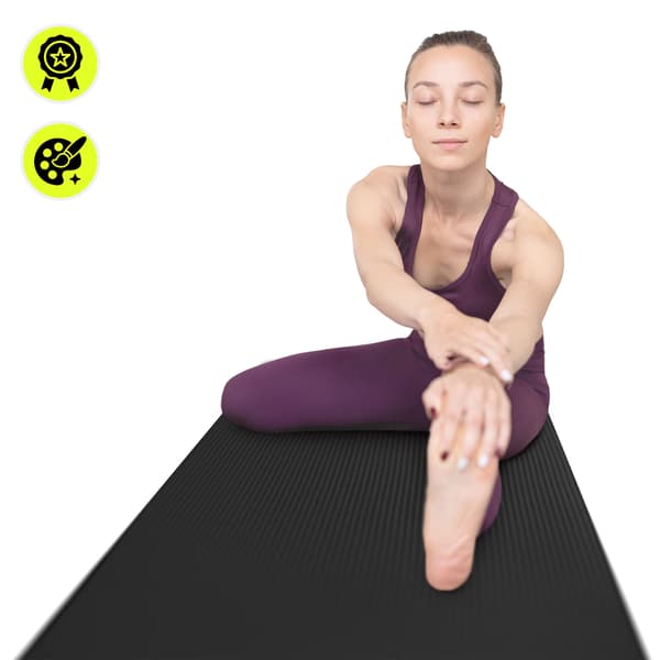 Yoga Mat NBR 8 mm 183x61 cm with Strap – HyperMotion Black