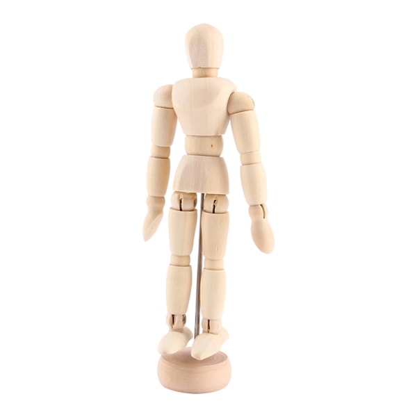 Konstklass Träfigur manlig docka skyltdocka trä rörlig modell display hantverk 4,5 tum