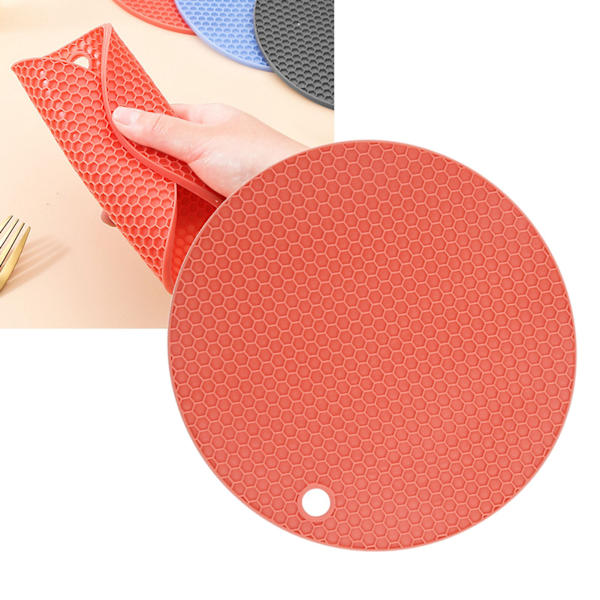 Lämpöä kestävä silikoninen liukumaton pyöreä alusta 17 cm, lämmöneristysalusta keittiötasolle