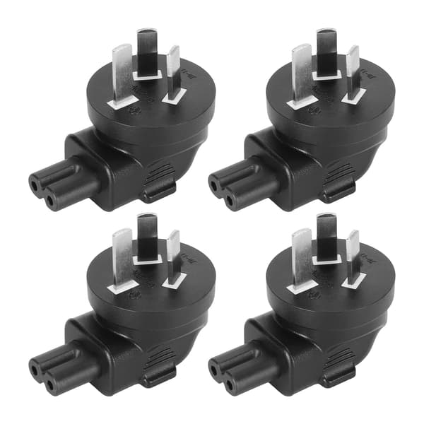 4 stk. AU-stik til IEC320 C7 strømadapter Universal Standard 90-graders albue computerstrømadapter AU-stik 100-250V