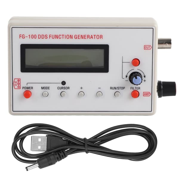 FG-100 DDS Funksjonsgenerator Sinusfrekvens 1HZ-500KHz Teller Signalkilde Generatormåler