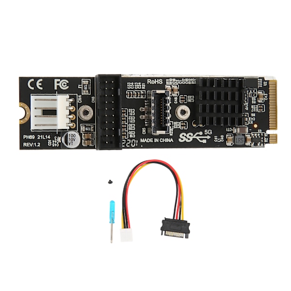 19-nastainen laajennuskortti M.2 MKEY PCIe etuosaan USB 3.1 5Gb VL805 ohjaukselle TYPE C 19PIN sovitin tietokoneelle