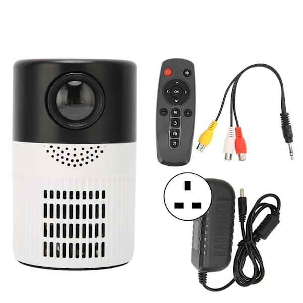 Miniprojektor HD 1080P Kannettava Elokuvaääni Dual Fan Cooling Elokuva Projektor DVD:lle 100V-240V Musta Valkoinen UK-pistoke