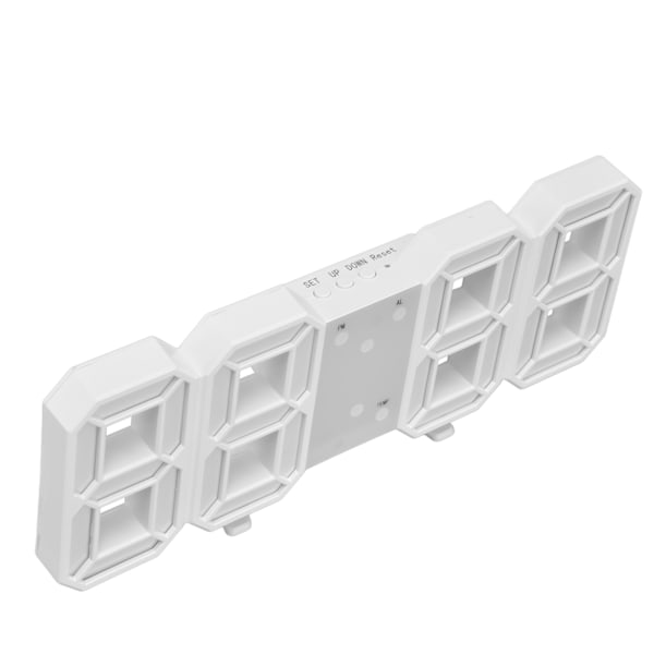 Digital Väggklocka Modern Design Temperatur Display Larm Funktion Ljudkontroll Auto Sleep LED Väggklocka Vit Skal Blå Ord