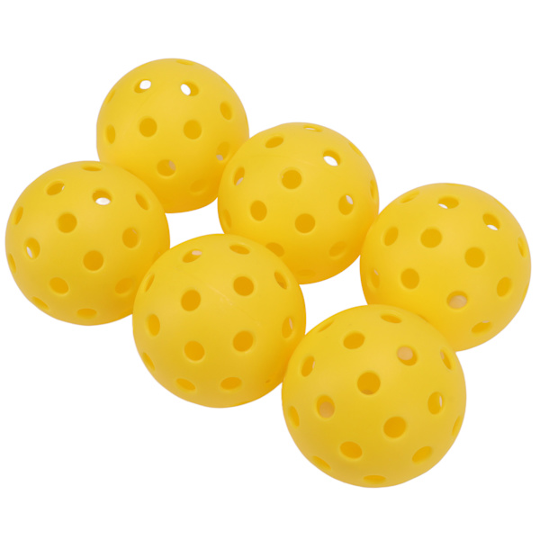 6st/set Plast Pickleball Set med hål Ihåliga Gul Standard Utomhusträning Picklball