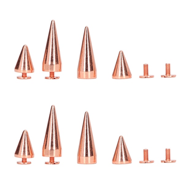 10 stk Punk Cone Spikes Dubber Roségull Metall Elektroplaterte Spike Skruenitter For DIY Lær Håndverk Klær Vesker