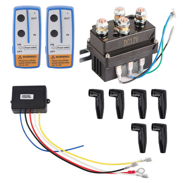 12V 400A Elektrisk vinsj solenoidrelékontakt med 6 beskyttelseslokk for ATV UTV 4X4 kjøretøy