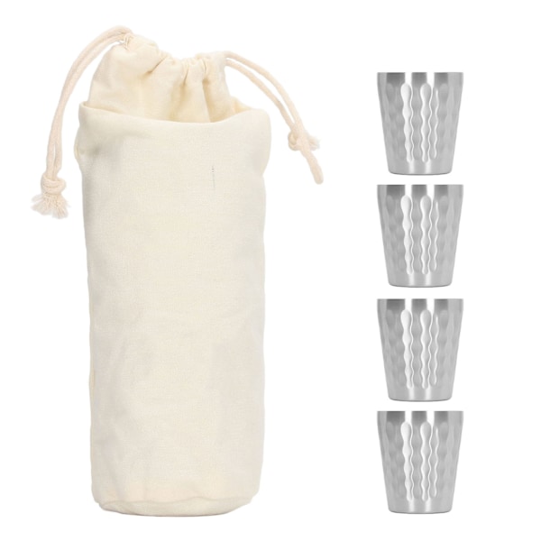 4st 300ml drickskoppar 304 rostfritt stål dubbellager staplingsbar vattenkopp utomhus camping muggset