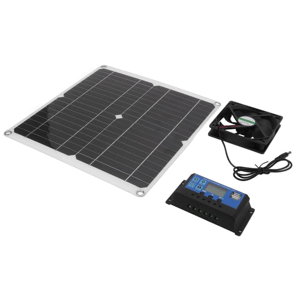 Solpanel Kit LCD Display Flere Beskyttelsesfunktioner 25W Udendørs Opladning Solpanel Controller Fan System Sæt
