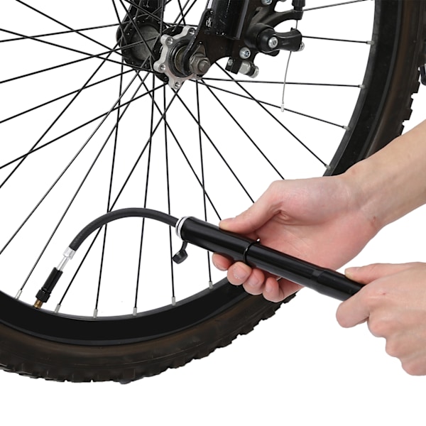 Mountainbike Mini Luftpumpe Bærbar Cykeldækpumpe til Presta Schrader Ventiler Sort