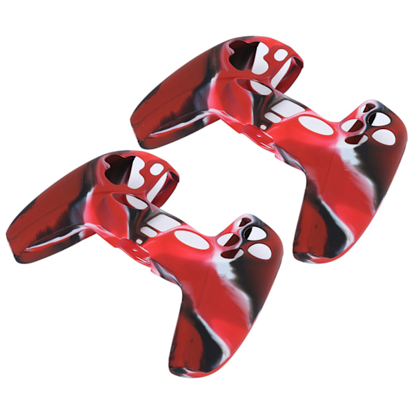 2 stk Gamepad Beskyttelsesetui Kamuflasje Silikonetui Skin for PS5 Game Controller Camo Red