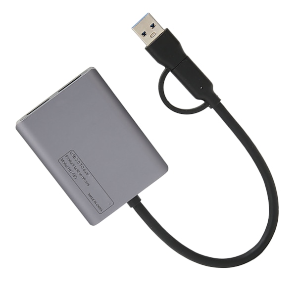 Type C til Dual HD Adapter 1080P Understøttet Plug and Play Aluminium Legering USB til HD Adapter til Bærbar Computer Desktop PC