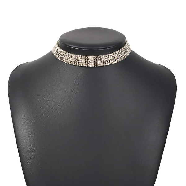 Beam halskæde fuld diamant choker halskæde Gold 6 rows of diamonds