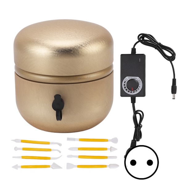 Mini Keramikkhjul Maskin Trinnløs Hastighetsregulering Bærbar Gull Keramikkformingsmaskin for DIY Keramisk Arbeid 100‑240V EU Plugg