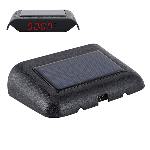 Bil Digital klocka Auto Lastbil Solar Powered Tid Datum Temperatur LCD Display Kabeldragning FreeRed Light