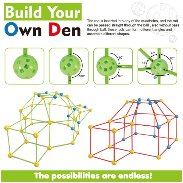 Erinomainen laatu DIY Fort Building Blocks Kit Play Tents House